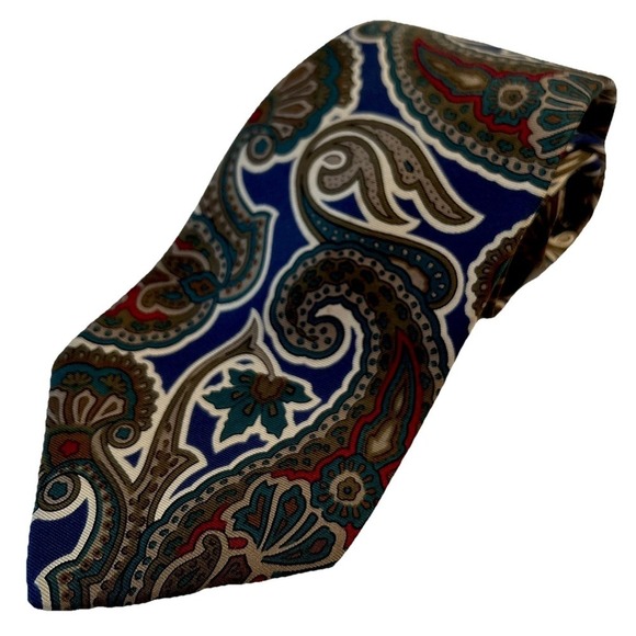 Egon Von Furstenberg‎ Necktie Men's Silk Jewel Tone Multicolor Paisley 59"x3.5" - Picture 1 of 4